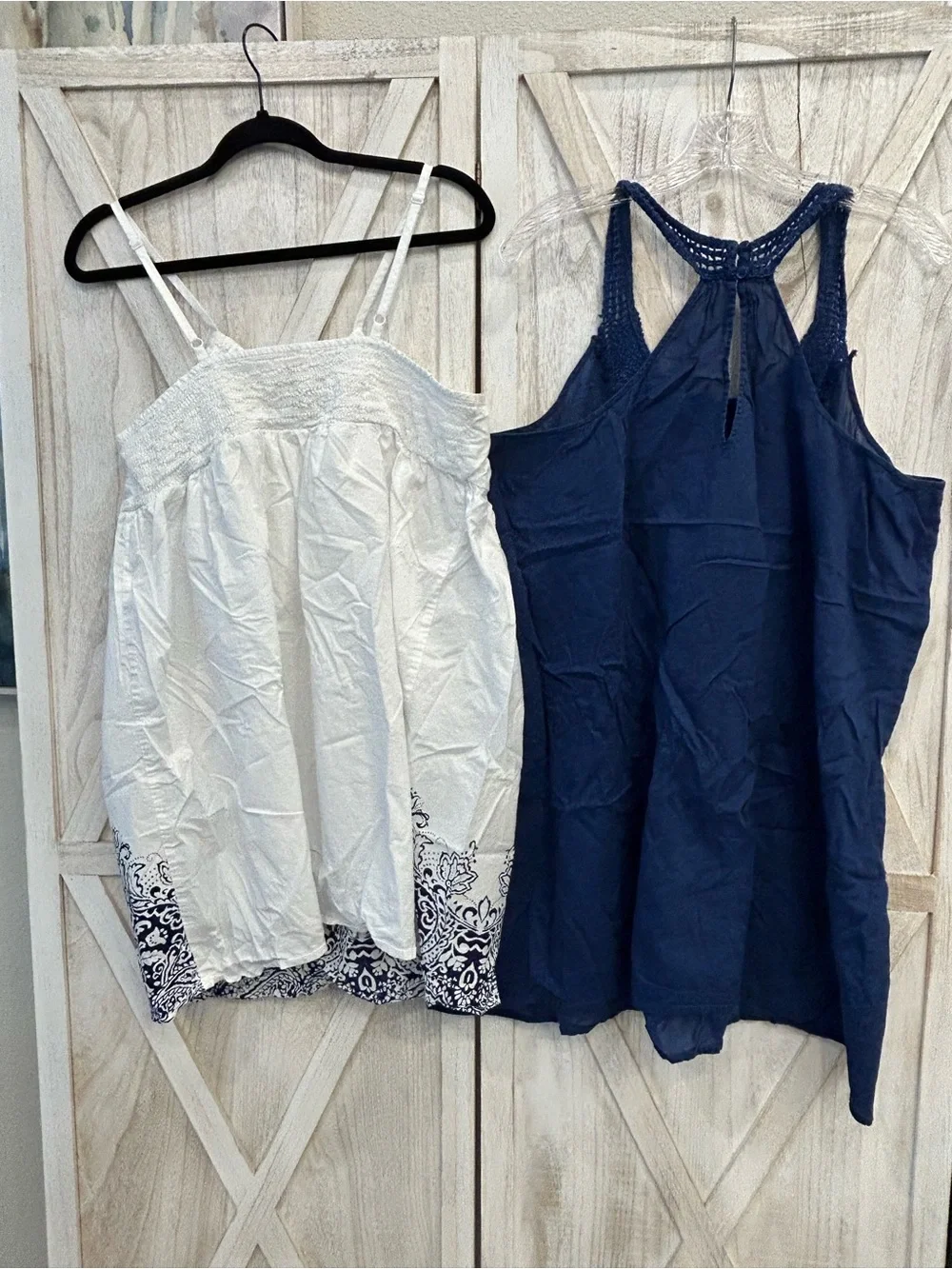 Cacique White Smocked Bodice Tank